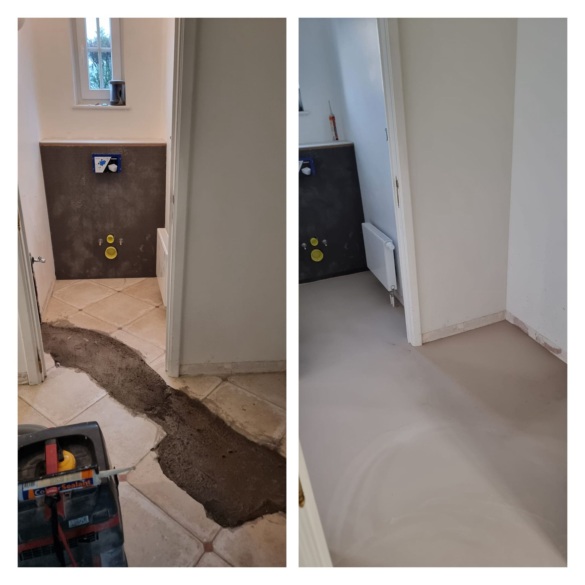 Badkamer meubel Overijse - oude sanitaire ruimte + egalisatie